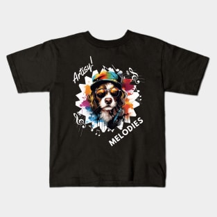 Artistic Dog with Beret: "Artsy Melodies" Kids T-Shirt